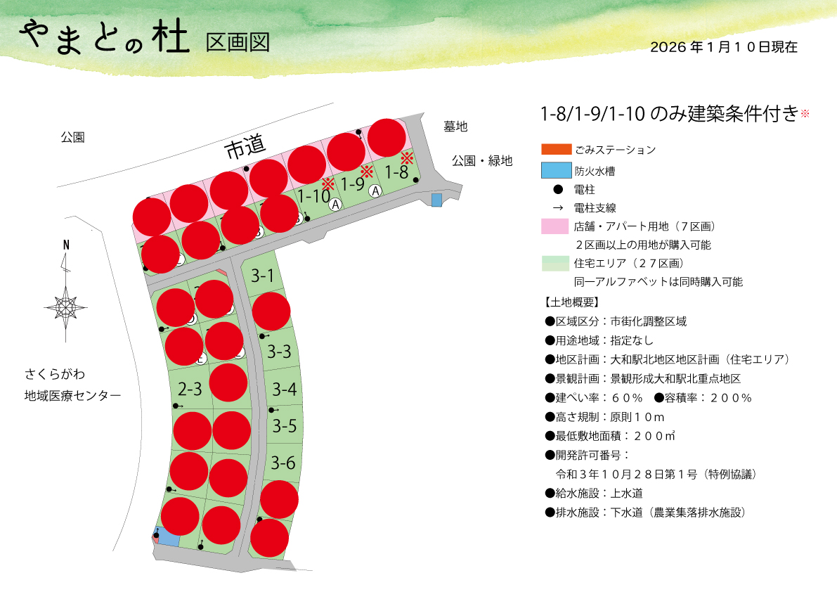 茨城県桜川市　土地　不動産　やまとの杜　区画図　